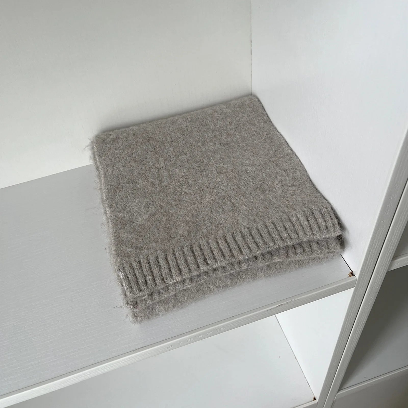 Soft Wool Blend Solid Color Winter Scarf Dark Grey / L157Cm W22Cm Scarfs-L