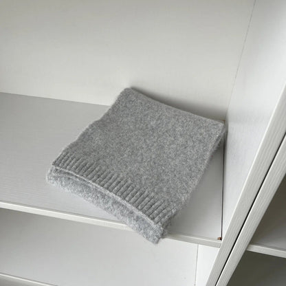 Soft Wool Blend Solid Color Winter Scarf Silver Gray / L157Cm W22Cm Scarfs-L