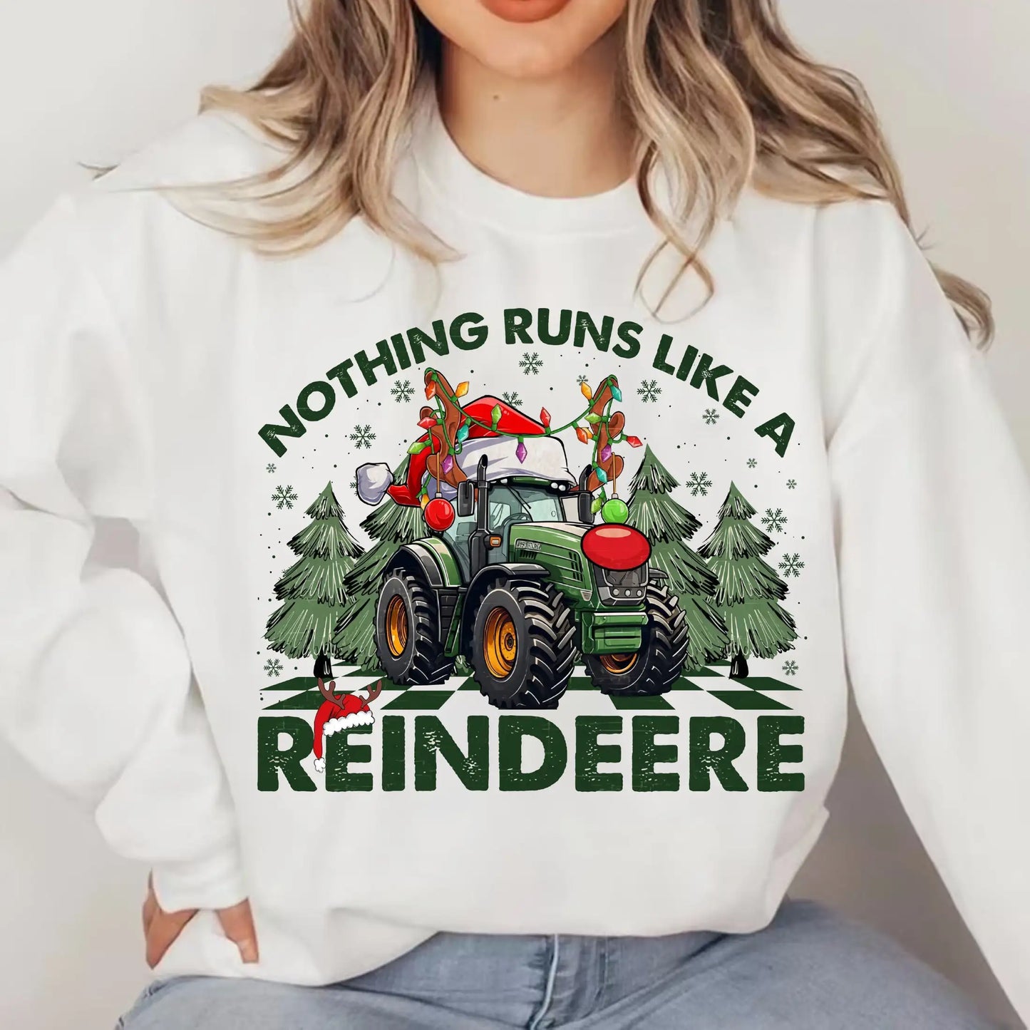 Hot Sale Nothing Runs Like Reindeer Farm Fallow Girl Christmas Hoodie White / S Hoodies-L