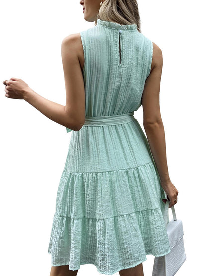 Wrinkled Style Belt Dress