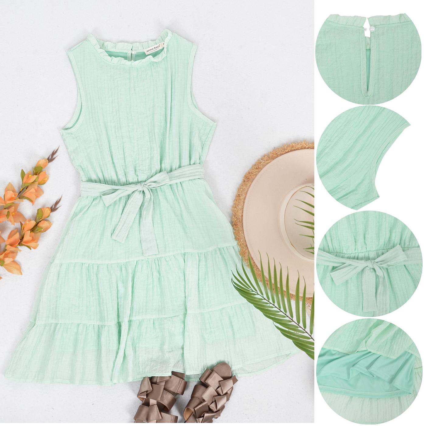 Wrinkled Style Belt Dress