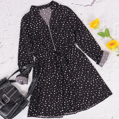 Zip Up Polka Dress