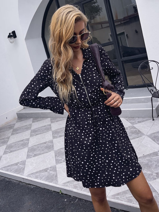 Zip Up Polka Dress