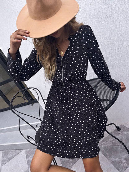 Zip Up Polka Dress