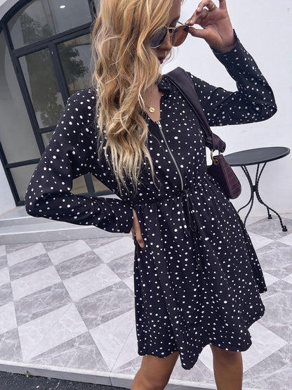 Zip Up Polka Dress