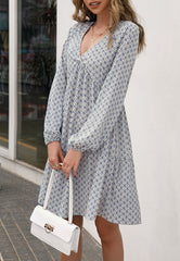 V Oriental Print Dress