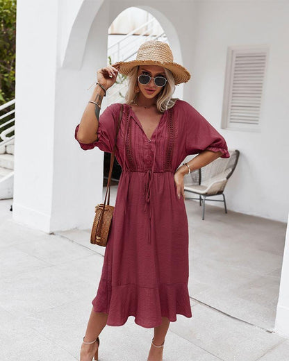 Crochet Puff Sleeve Dress