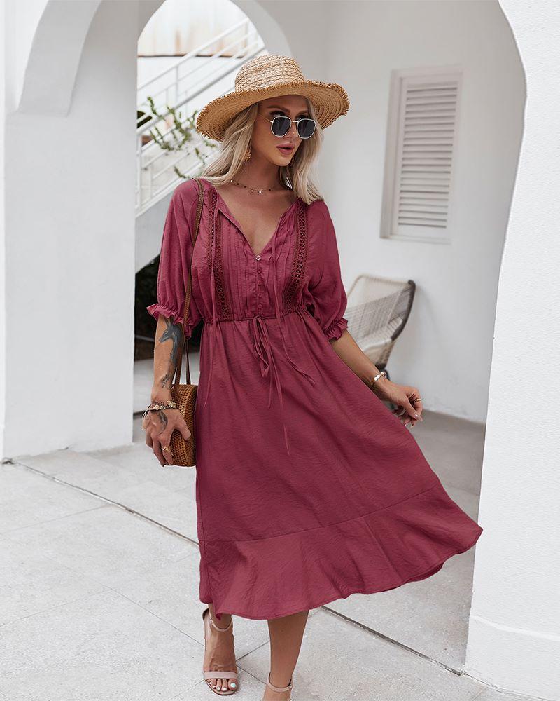 Crochet Puff Sleeve Dress