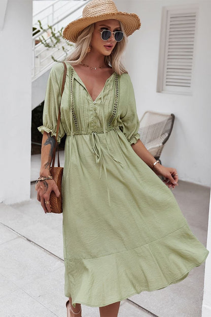 Crochet Puff Sleeve Dress