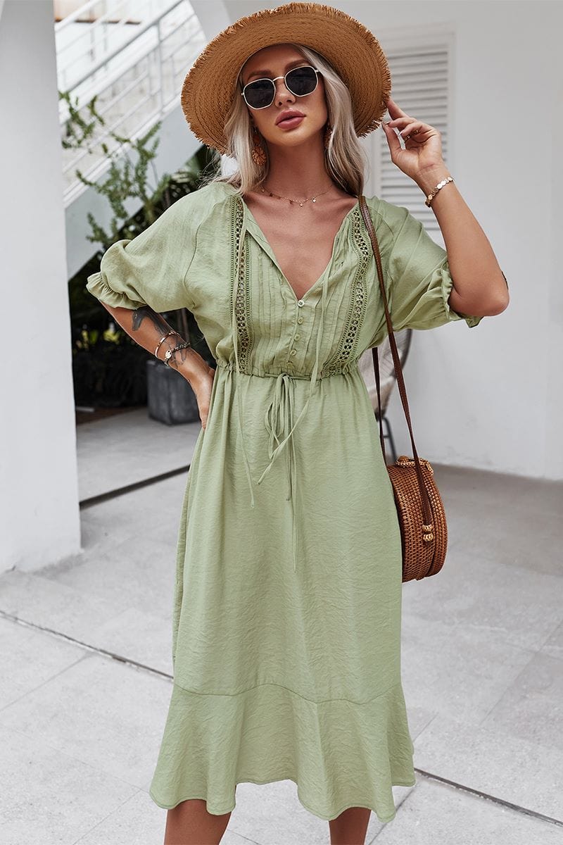 Crochet Puff Sleeve Dress