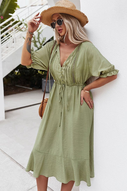 Crochet Puff Sleeve Dress