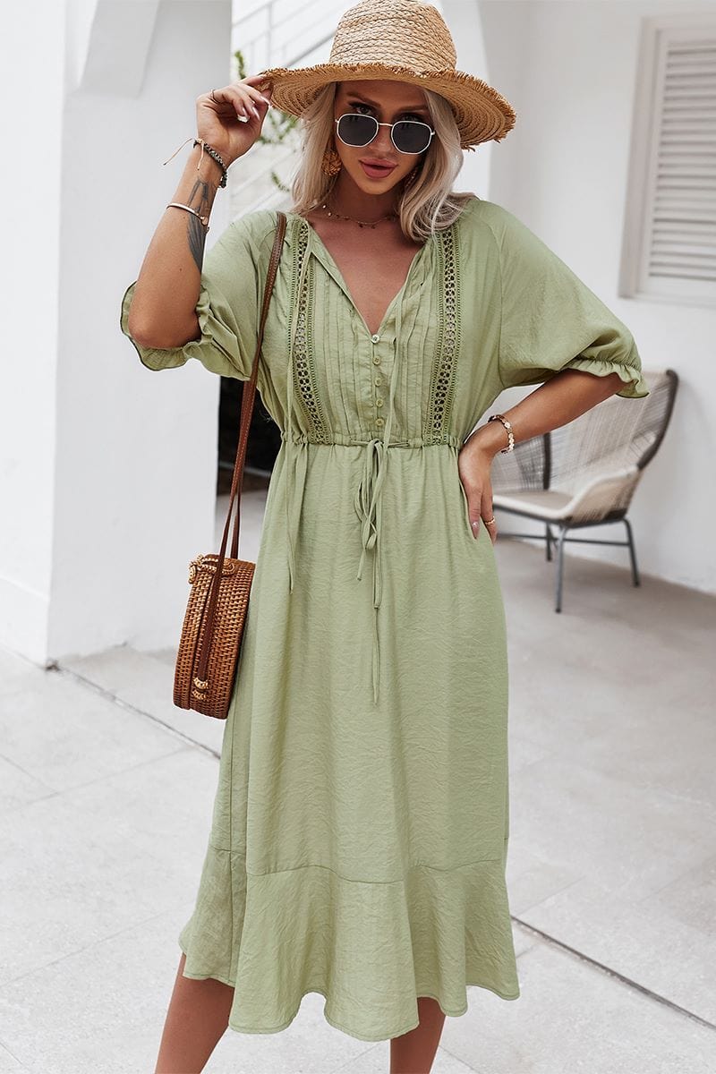 Crochet Puff Sleeve Dress