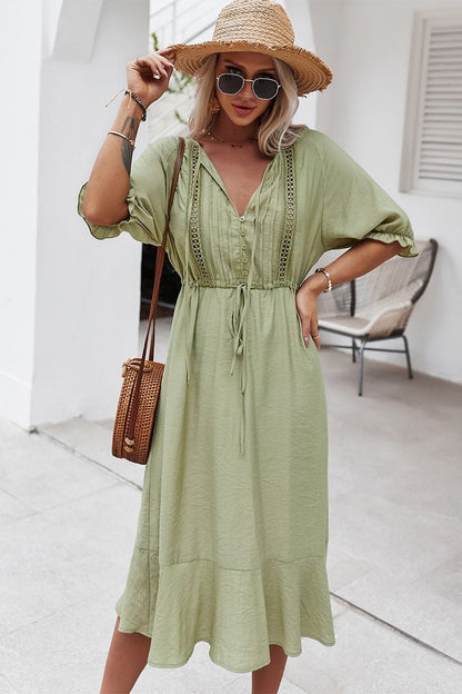 Crochet Puff Sleeve Dress