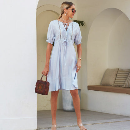 Crochet Puff Sleeve Dress