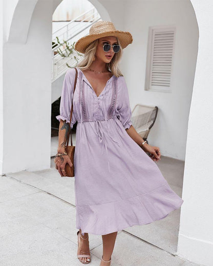 Crochet Puff Sleeve Dress