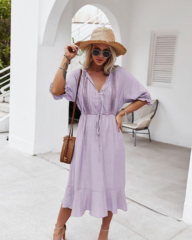 Crochet Puff Sleeve Dress