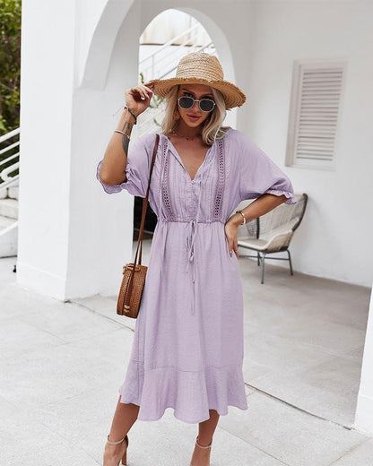 Crochet Puff Sleeve Dress