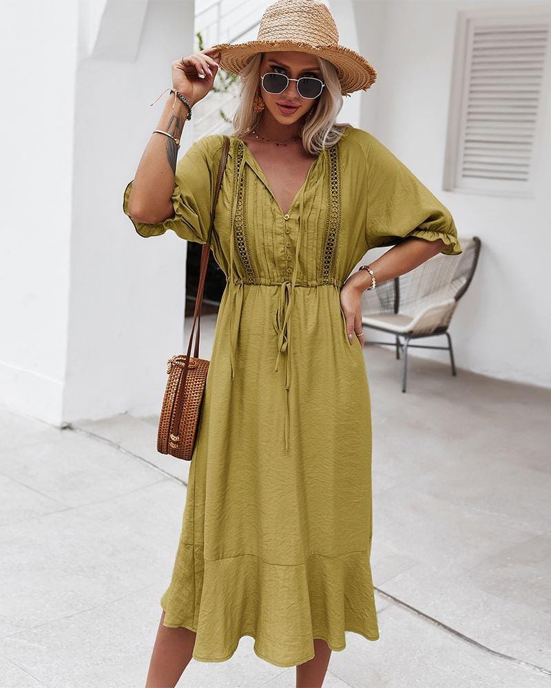 Crochet Puff Sleeve Dress