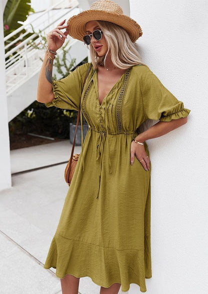 Crochet Puff Sleeve Dress