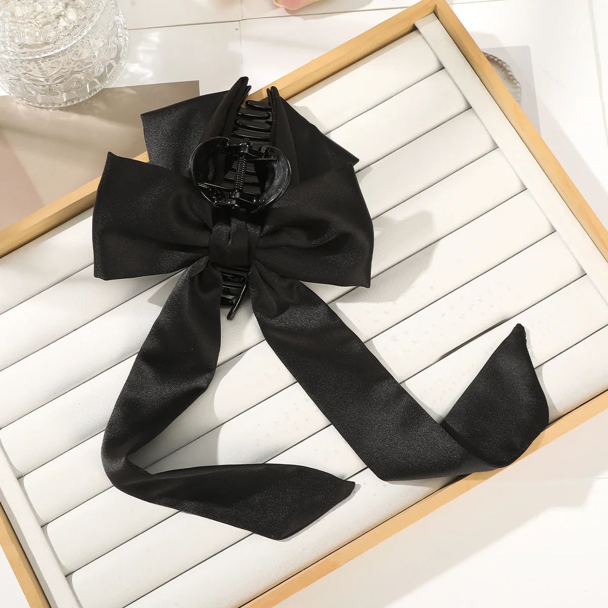 Black Festival Fashion French Ribbon Party Christmas Hair Accessory Black Accessories-L