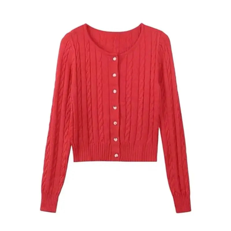 Chic Versatile Slim Fit Red Fashionable Twist Wool Warm Knit Christmas Sweater / S Sweaters-L