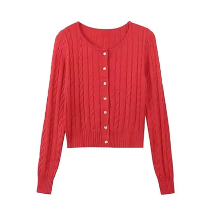 Chic Versatile Slim Fit Red Fashionable Twist Wool Warm Knit Christmas Sweater / S Sweaters-L