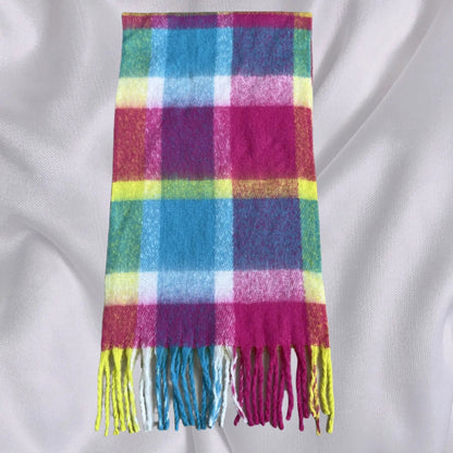 Thick Warm Tassel Contrast Color Scarf For Autumn/Winter Rainbow 231X53Cm Scarfs-L
