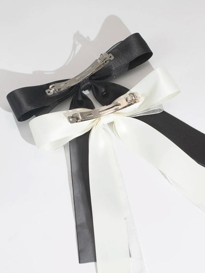 Mesh Ribbon Back Head Top Clip - Retro Christmas Hair Accessory Accessories-L