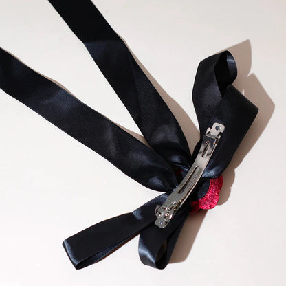 Rose Blossom Ribbon Spring Clip Hair Accessory Accessories-L