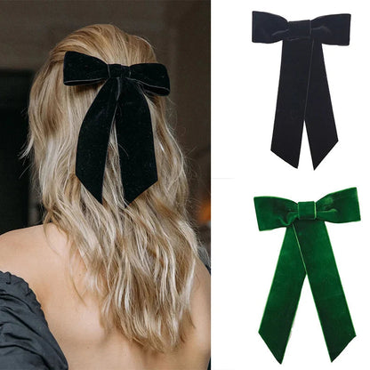 Velvet Ribbon Top Clip - Christmas Hair Accessory For Women Accessories-L