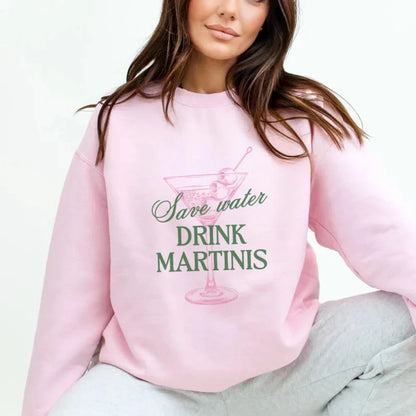 Martini Save Water Dirty Cocktail Funny Tini Time Christmas Hoodie Pink / S Hoodies-L