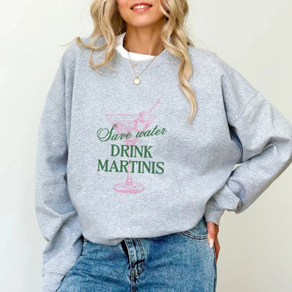 Martini Save Water Dirty Cocktail Funny Tini Time Christmas Hoodie Light Grey / S Hoodies-L