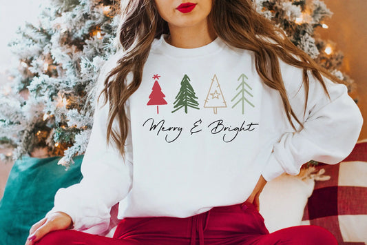 Modern Female All-Match Christmas Hoodie - Merry Bright Outdoors White / S Hoodies-L