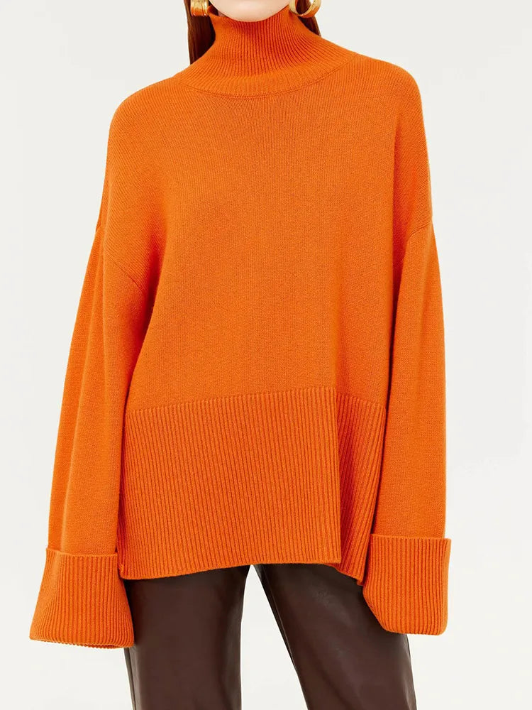 Oversize Turtleneck Vintage Knitted Big Casual Green Christmas Sweater Orange / S Sweaters-L