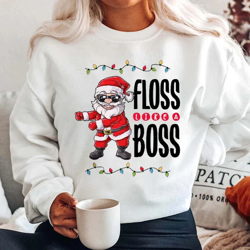 Graphic Santa Claus Reindeer Navidad Harajuku Y2K Unisex Christmas Hoodie White 6 / M Hoodies-L