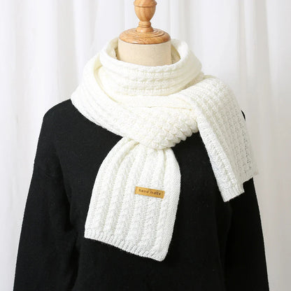 Thick Knitted Cashmere Lady Korean Style Winter Scarf White Scarfs-L