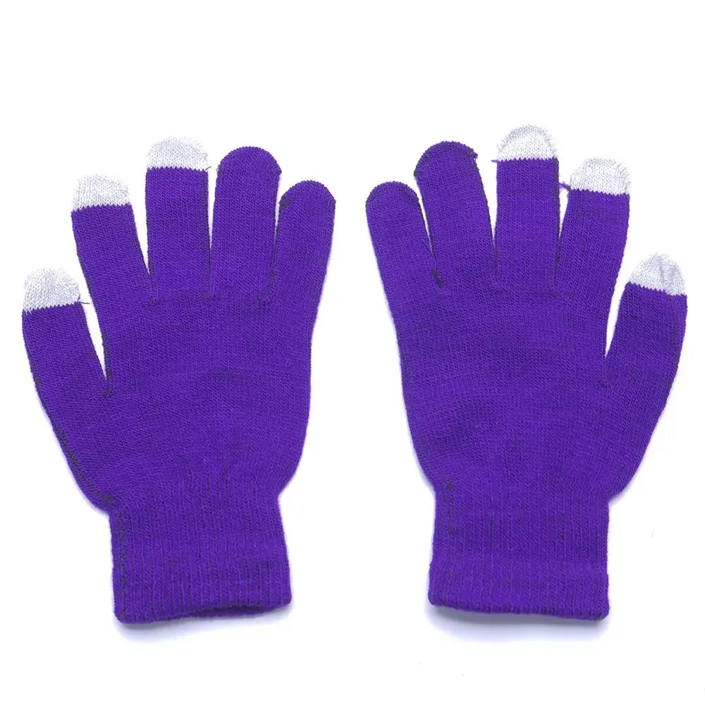 Plush Winter Warm Cycling Anti-Cold Christmas Deer Knitted Touchscreen Gloves Purple / One Size