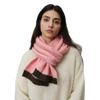 Winter Wool Blend Elegant Minimalist Two Color Splicing Scarf Scarfs-L