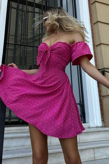 French Square Neck Chest Tie Dress