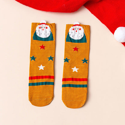 Red Mid Calf Casual Christmas Socks