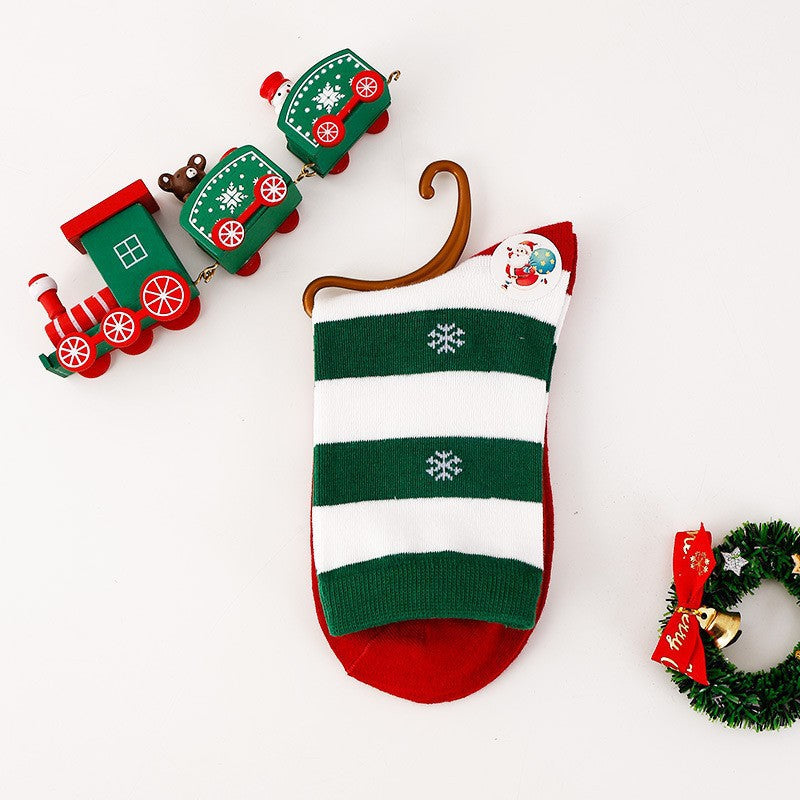 Cute Christmas Stripe Mid Calf Christmas Socks