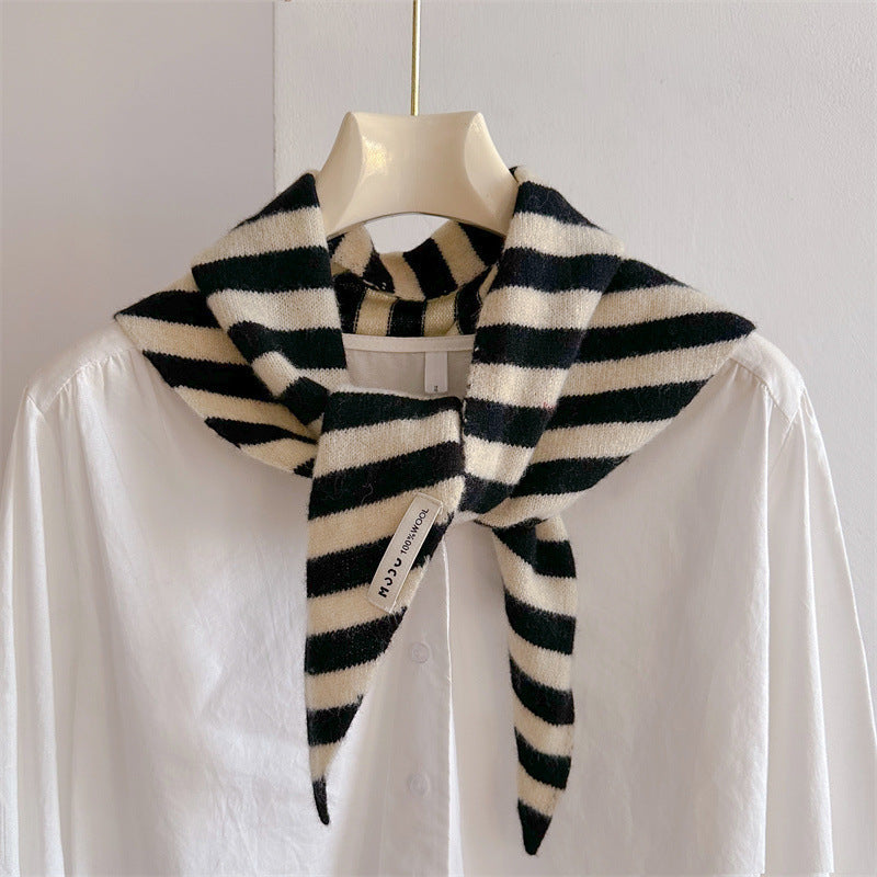 Wool Knitted Stripe Christmas Scarf