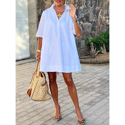 Loose Sleeve A-Line Shirt Dress
