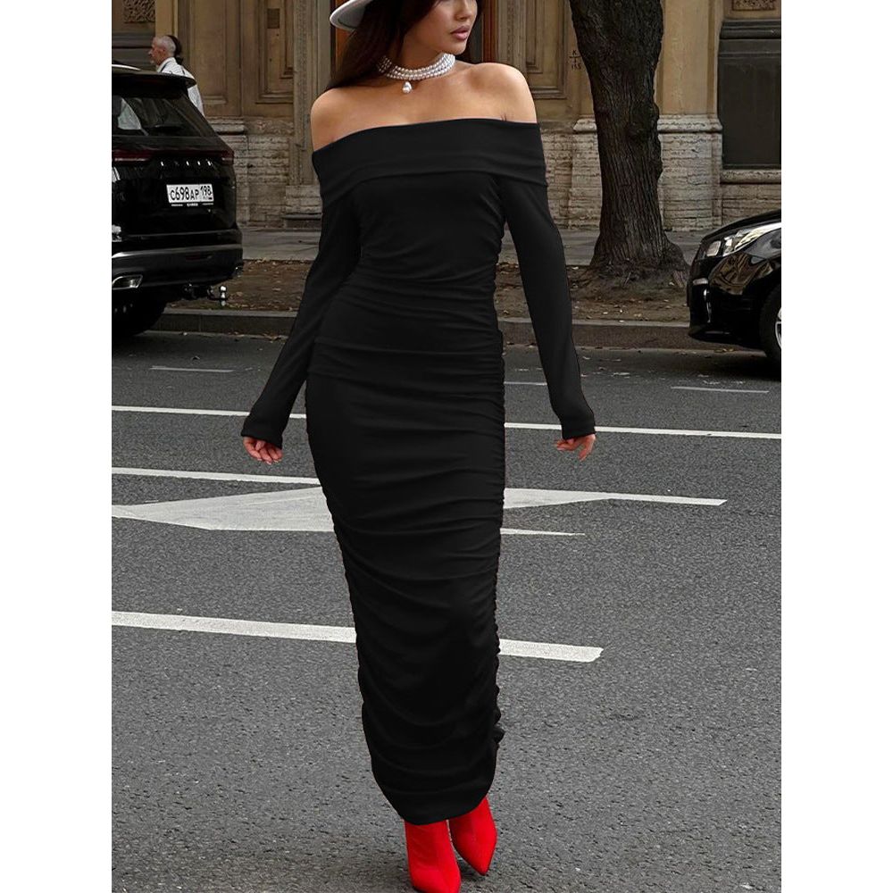 Tube off-shoulder red maxi dress