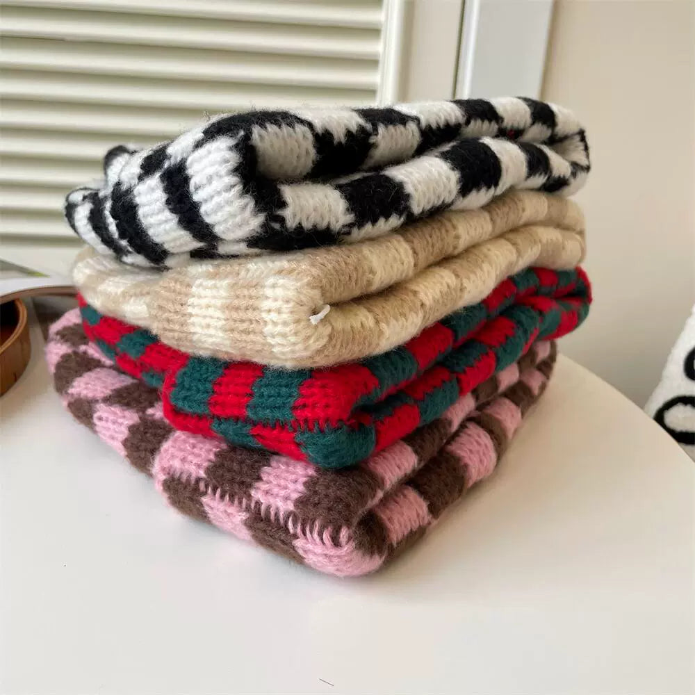 Checkered Knit Christmas Hat