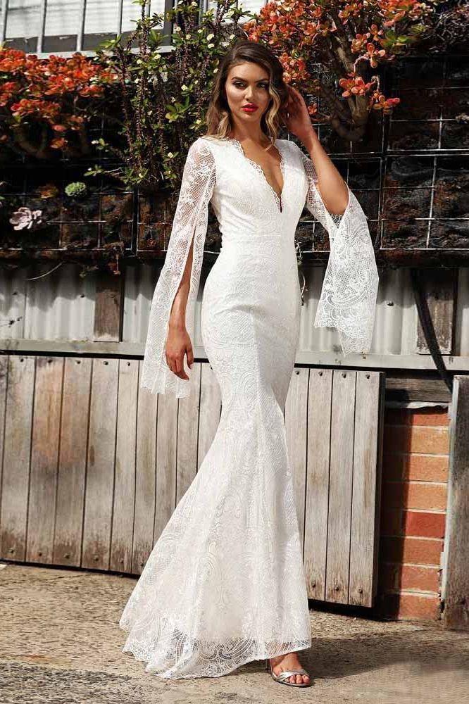 Full Length Long-Sleeved Long Elegant Dress
