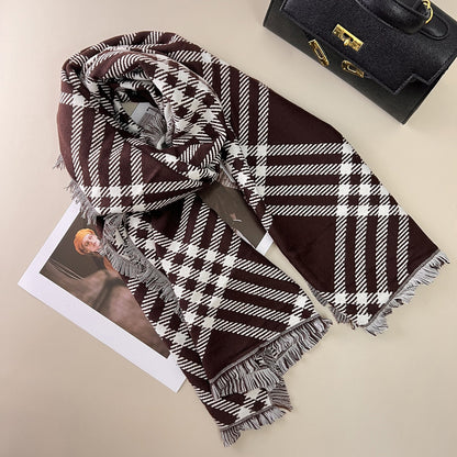 Classic Checkered Wool Blend Christmas Scarf