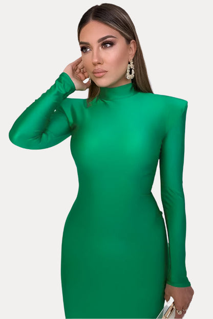round neck slim long-sleeved dress