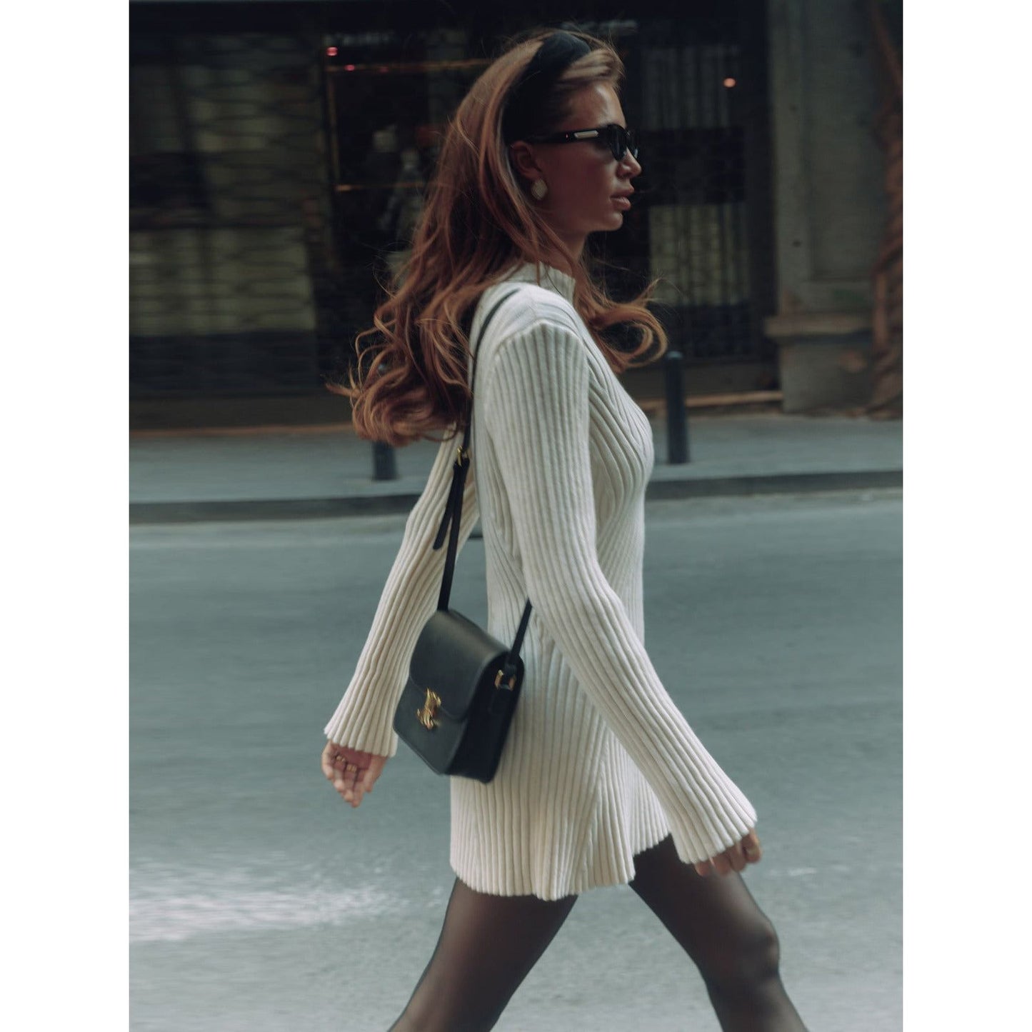 Turtleneck temperament short sweater dress