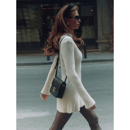 Turtleneck temperament short sweater dress